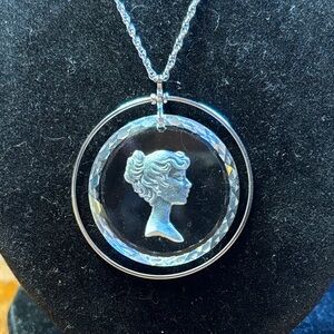 Hallmark glass silver Cameo Necklace